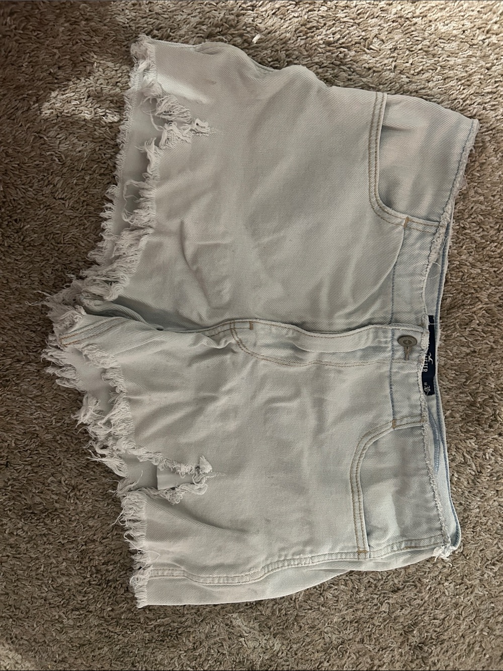 Hollister Light Gray Frayed Hem Denim Shorts